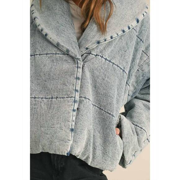 NEW MIOU MUSE quilted tie to close jacket in denim - Picture 5 of 5